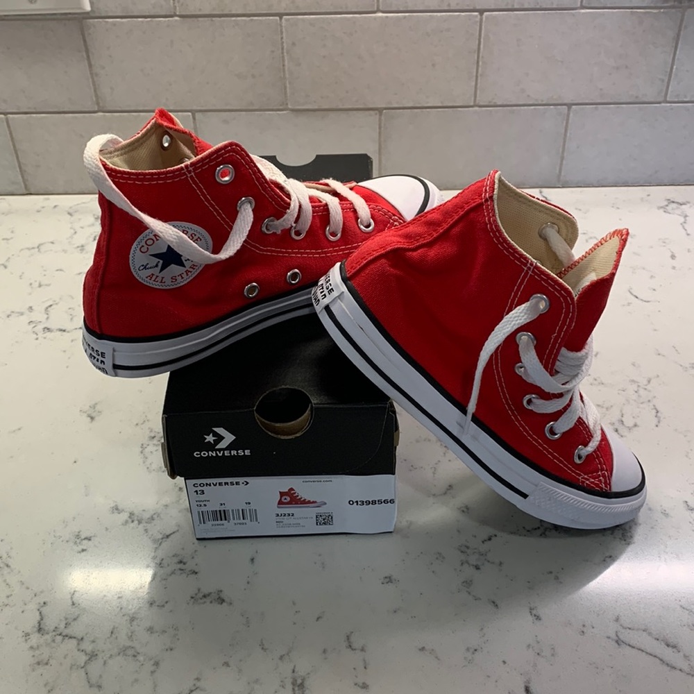 Converse All Star Chuck Taylor High Tops Red Sneakers size 13 youth